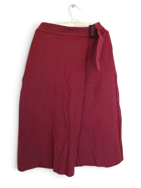 Ann Taylor Rust Red Wrap Skirt Size 8 utility belt stretchy heavy comfy classic